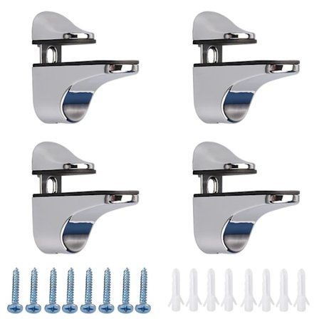 4 st glashyllekonsoler, anknäbbsklämma hyllkonsol, justerbar trä/glashyllekonsol för 2-23 mm tjock hylla glashylla