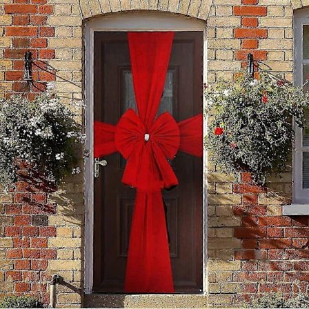 Julbågsdekoration, Julparty Stor Röd Båge, Juldörrbågsdekoration, Julbåge för Skåpdörr, Bågprydnader för Ytterdörr