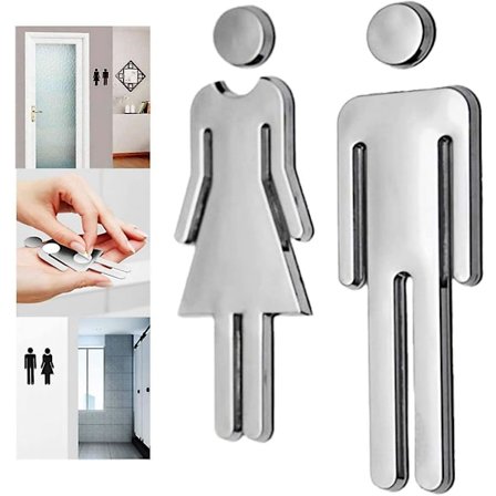 Toalett Man och Kvinna Piktogram - Toalett Skyltar - Toalett Skylt Män Kvinnor - Toaletter Instruktionsskylt - Självhäftande toalettdörrskylt