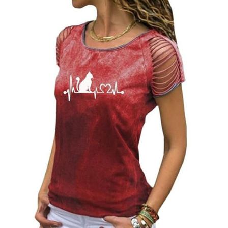 Kortärmad T-shirt Dam Med Rund Hals