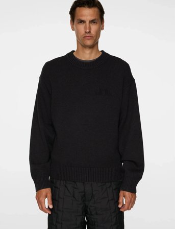 J. Lindeberg Eddy Cotton Wool Crew Neck - Black - S
