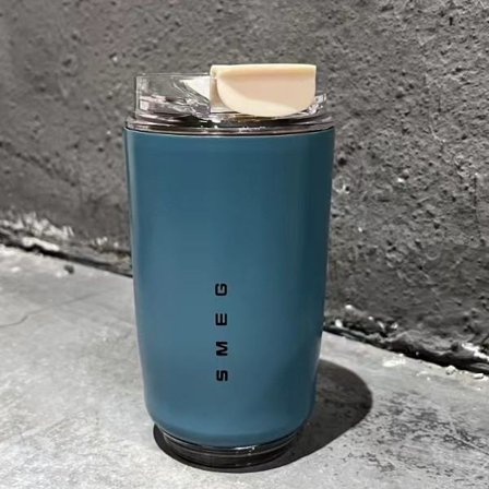 Kaffekrus, Isoleret Krus Drikkebeholder 351 ml, Stor Kapacitet Rejse-kaffekop med Låg til Kolde og Varme Drikke Blå 7,65 cm x 7,65 cm x 14 cm