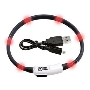 LED Lyshalsbånd til Katt - Svart/Rød