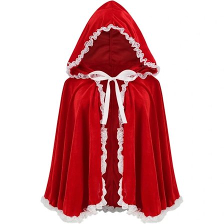 Fargerik Hus Fløyel Rødhette Fløyel Cape Halloween Jul Cosplay Party Fancy Cape Hvit Blonde Lys Rød 60 cm