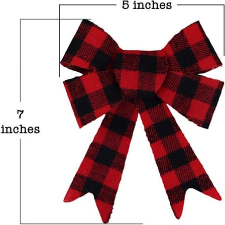 5-ögla röd buffelrutig flanellrosett 5 x 7 tum, 12-pack$12 stycken julrutiga rosetter röd och svart buffelrutiga rosetter dekorativa högtidsrosetter 