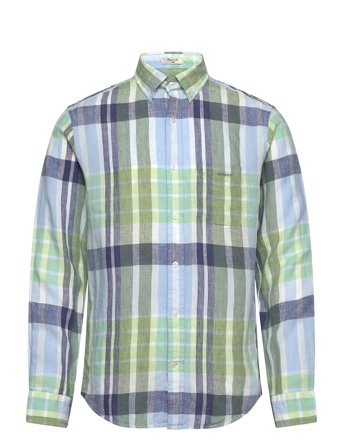 Reg Linen Madras Shirt Green GANT