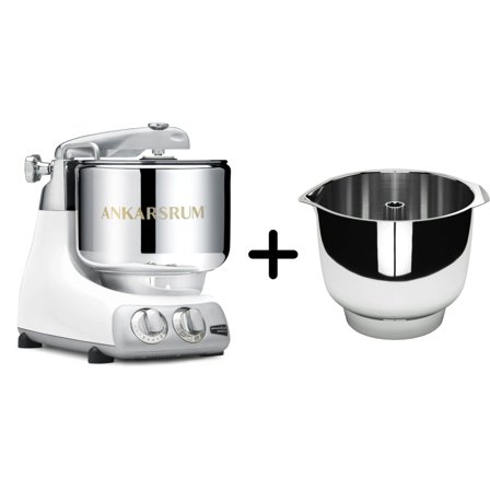 Ankarsrum AKM 6230 yleiskone + Assistent Original vispikulho, mineral white