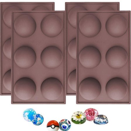 4 stk 6 jevne kuppel silikon sjokolade fargeform | sjokoladefargemold