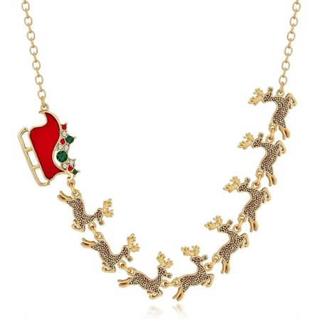Julehalskæde til kvinder Farverig julelyshalskæde Lang juletræsvedhæng Halskæde Sødt julerensdyr Halskæde Smykker Julefest