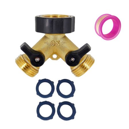 2-vejs Y-Split vandhanedeler kompatibel med haveslanger, dobbelt vandindløb vaskemaskine vanddeler 3/4 tommer kompatibel med tilslutning af 2 