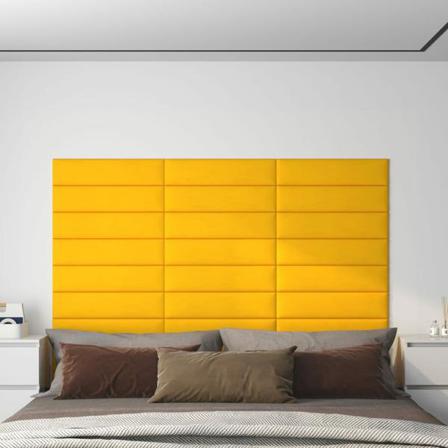 Vidaxl Väggpaneler 12 St Gul 60x15 Cm Sammet 1,08 M² Gul