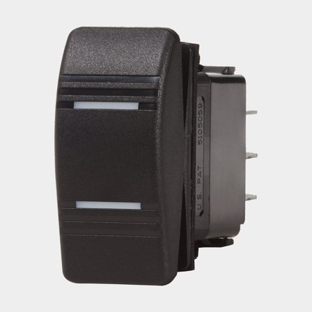 Interruttore Blue Sea Systems Contura III Switch SPDT, 1-polo, On-Off-On, 20 A (12 V) / 15 A (24 V), con illuminazione, nero