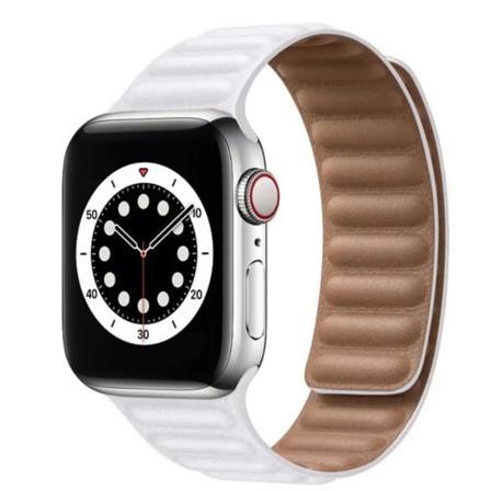 Nahkainen ranneke Apple Watch 42mm/44mm/45mm/49mm - Aito nahkaranneke - Elegantti ja kest v Vit