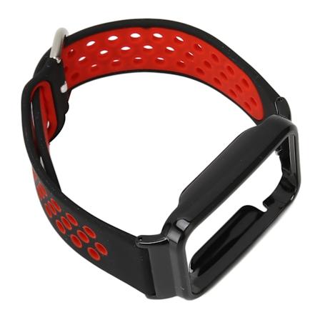Andningsbar silikonklockarmband med skyddande stötfångarhölje, tillbehör som passar Mi Band 7 Pro, svart, röd och svart hölje[C]