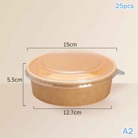 Kertakäyttöiset pyöreät voimapaperikulhot salaattiin kansilla Takeaway Str