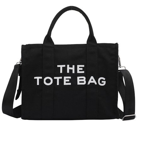 Canvas Tote Bag för kvinnor Resväska Handväska med Svart KLB