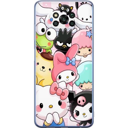 Kompatibelt Mobildeksel til Xiaomi Poco X3 Pro Tett mønster av søte figurer med store øyne i ulike farger og uttrykk med LABUBU-tekst