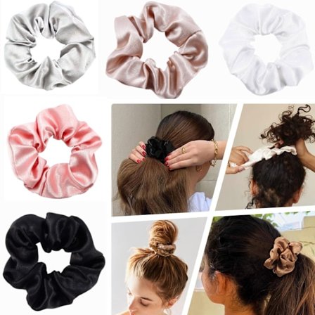 Gixusil 5-pakks hårstrikksett, solide elastiske hestehaleholdere, flerfarget