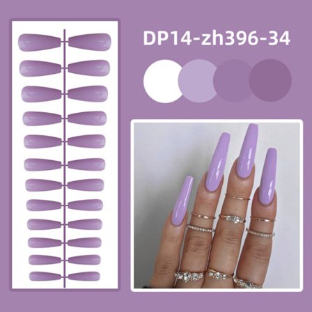 24 stk ensfarvede falske negle lange ballet falske negle