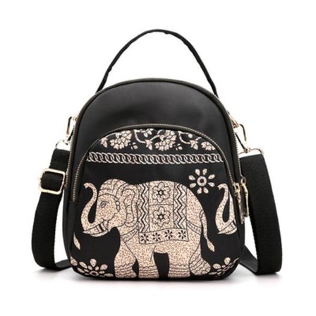 Én (elefant, ca. 18*11*21cm) Konvertibel Dame Jenter Liten Cross Body Skulderveske Tote Bag Håndveske Mini Ryggsekk med 2 Avtakbare Stropper