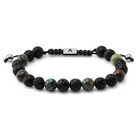 Sanatio | Pulsera de piedra de lava y turquesa africana de 8 mm para hombres - Pulseras de perlas