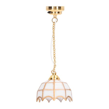 1:12 Dockhus Taklampa Modell Metall Vit Miniatyr LED Taklampa Dockhus Dekoration Tillbehör