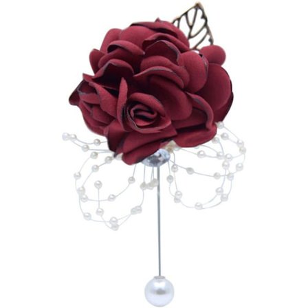 Bryllupsblomster til mænd, brude gom, forlover, brudgomme, bedste mand, bryllupsbuket til bryllup, hjemkomst, galla (Bordeaux, pakke med 2)