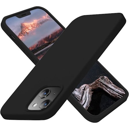 Designet for iPhone 14 Etui, Svart Silikon Ultra Tynn Shockproo
