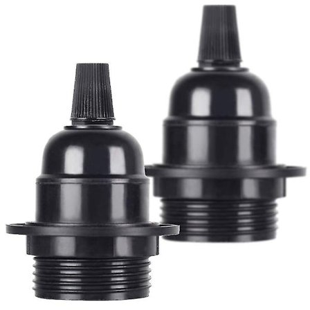 Stk/pakke Skrue Es E27 Lyspære Lampeholder Hengerkontakt Svart Bakelitt