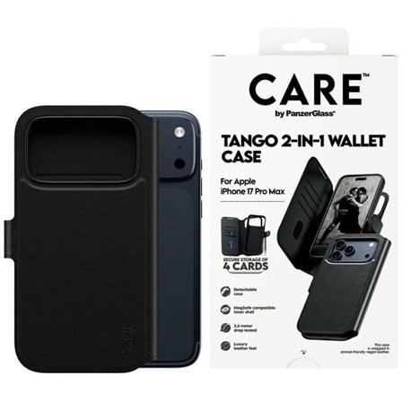 CARE by PanzerGlass Feature Tango 2in1 lompakkokotelo MagSafe for iPhone 17 Pro Max - musta
