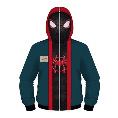 Spiderman Into the Spider Verse Miles Morales Hoodie Jakke V.
