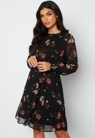 VERO MODA Smilla LS dress Black AOP:Sallie Klær