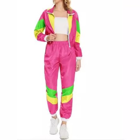 Dame Color Block 2-delt Vindjakke Antrekk Langermet Glidelås Crop Top Treningsdress Sett