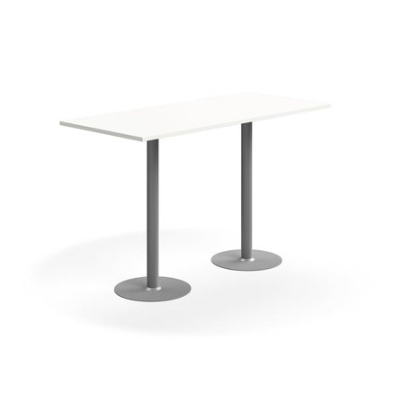 Bar table VERTICUS, 1800x800x1100 mm, white/silver