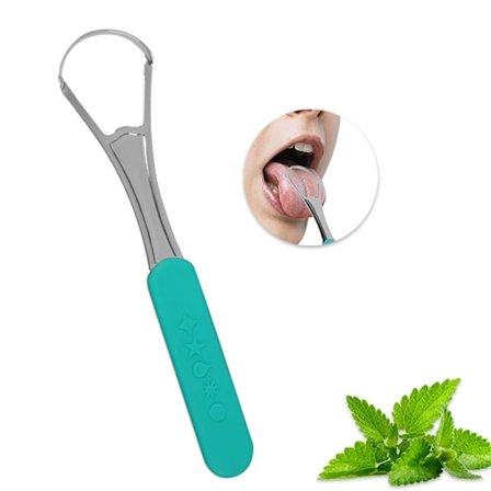 Bærbar dobbeltlags tungeskraber i rustfrit stål, oral mundbørste, rejseetui, skridsikkert håndtag, genanvendelig tungeskraber