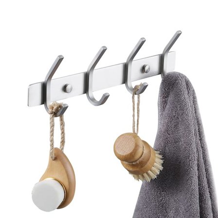 Badeværelsesfrakkeholder Metal vægfrakkeholder 4 kroge Badeværelsesvæg krog Sus304 rustfrit stål Børstet finish