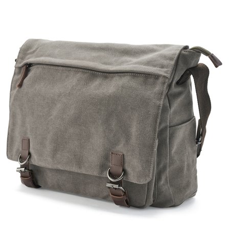 Borsa messenger in tela grigio metallizzato per uomini - Borse a tracolla