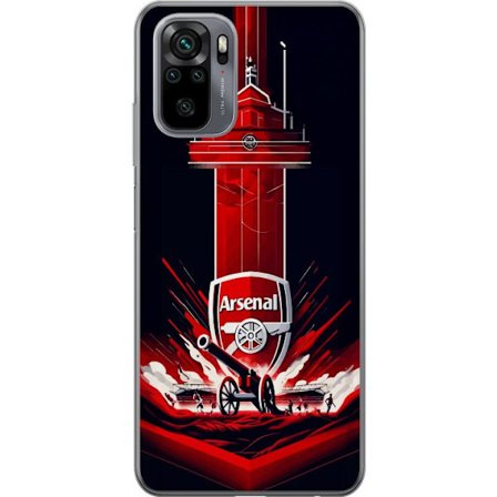 Kompatibel Mobilcover til Xiaomi Redmi Note 10S Arsenal-emblem med kanon og stadionmotiv i kraftfuld rød og hvid sportsdesign