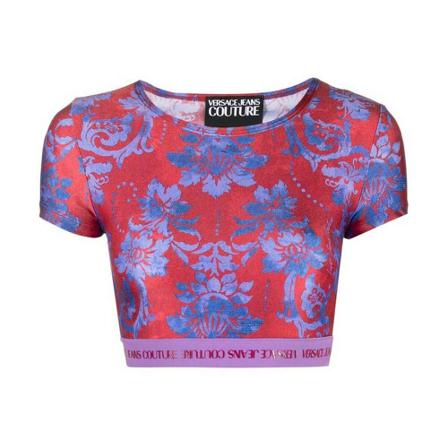Versace Jeans Couture T-Shirts , Rood , Dames , Maat: 3XS