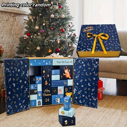 Julekalender 2024, Papjulegaveæske, DIY, Julekalender Nedtælling 24 Dage Overraskelse Julegave (FMY)