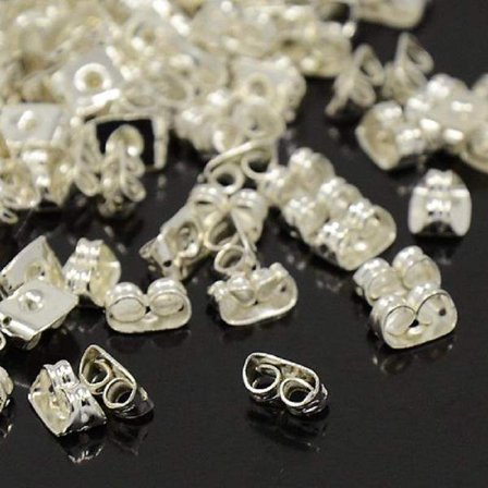 100 pack Silverpläterade Fjäril bakstycke till örhängen