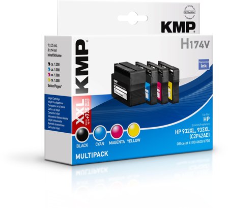 KMP MULTIPACK H174V - 4-pack - XXL-størrelse - svart, gul, cyan, magenta - kompatibel - blekkpatron (alternativ for: HP 932XL, HP 933XL)