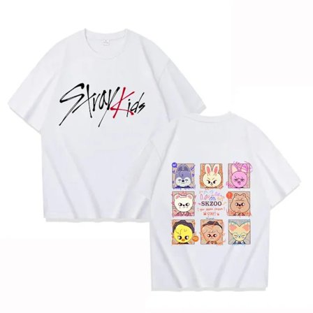 Hot 2025 Nyt Stray Kids Print Dame T-shirt Herre Mode Kortærmet Casual Sommer Dame Toppe T-shirts L45-Hvid