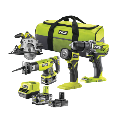 Ryobi RCK184-252S Verktygspaket med batteri och laddare, Maskiner