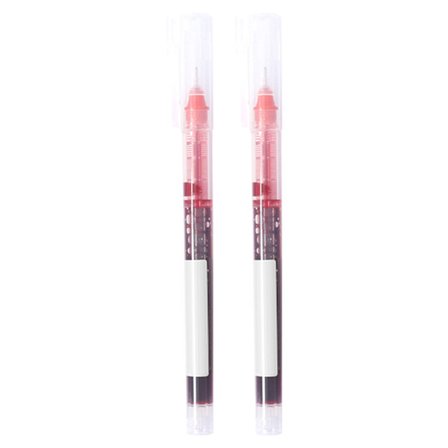 2 st Rollerball Penna 0,5 mm Finspets Snabbtorkande Rolling Ball Flytande bläckpenna för studenter Röd