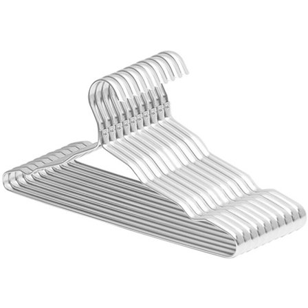 10 stk. serie tøj bøjle aluminium legering tøj bøjle anti-slip metal tøj tørrestativ bøjle med hak tøj bøjler D