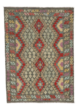 Kelim Afghan Old Style Vloerkleed Oosters Donker Geel/Donkergroen (Wol, Afghanistan)