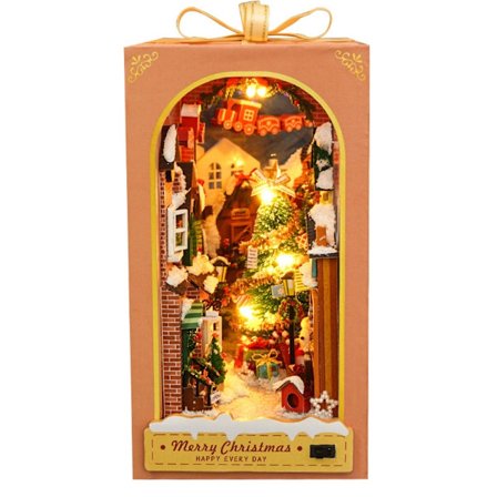 Julegave Hytte Bogstøtte Håndsamlet 3D Træmodel Legetøj Ornament