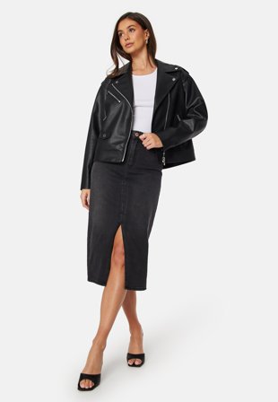 VERO MODA Vmveri High Rise calf denim skirt Black Vaatteet
