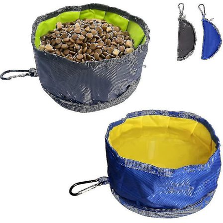 Matkakuppi, 2 kappaletta kokoontaitettava koirankuppi Matkakuppi Kokoontaitettava koirankuppi Vedenpitävä kangas Kannettava Karabinerilla ja 